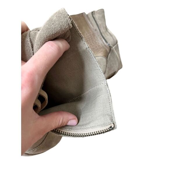 Toms Womens Size 6.5 Desert Wedge High Taupe Suede Croc Embossed Ankle Bootie - Picture 7 of 12